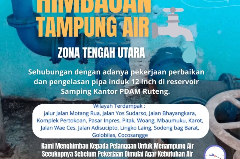 Tangkapan layar pengumuman dan imbauan dari Perumda Tirta Komodo Ruteng terkait gangguan layanan air